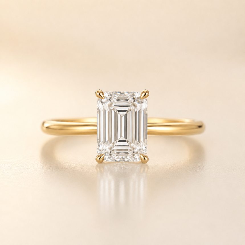 Emerald cut solitaire