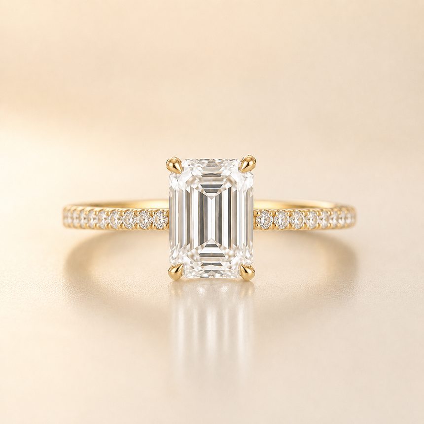Emerald cut pave